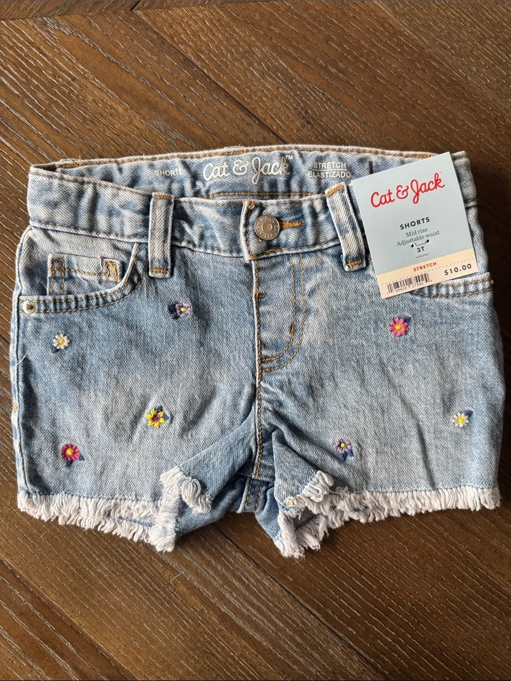 Cat & Jack Lilac & Floral Embroidered Denim Shorts Set Toddler Girls 3T New NWT